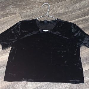 Black velvet cropped top